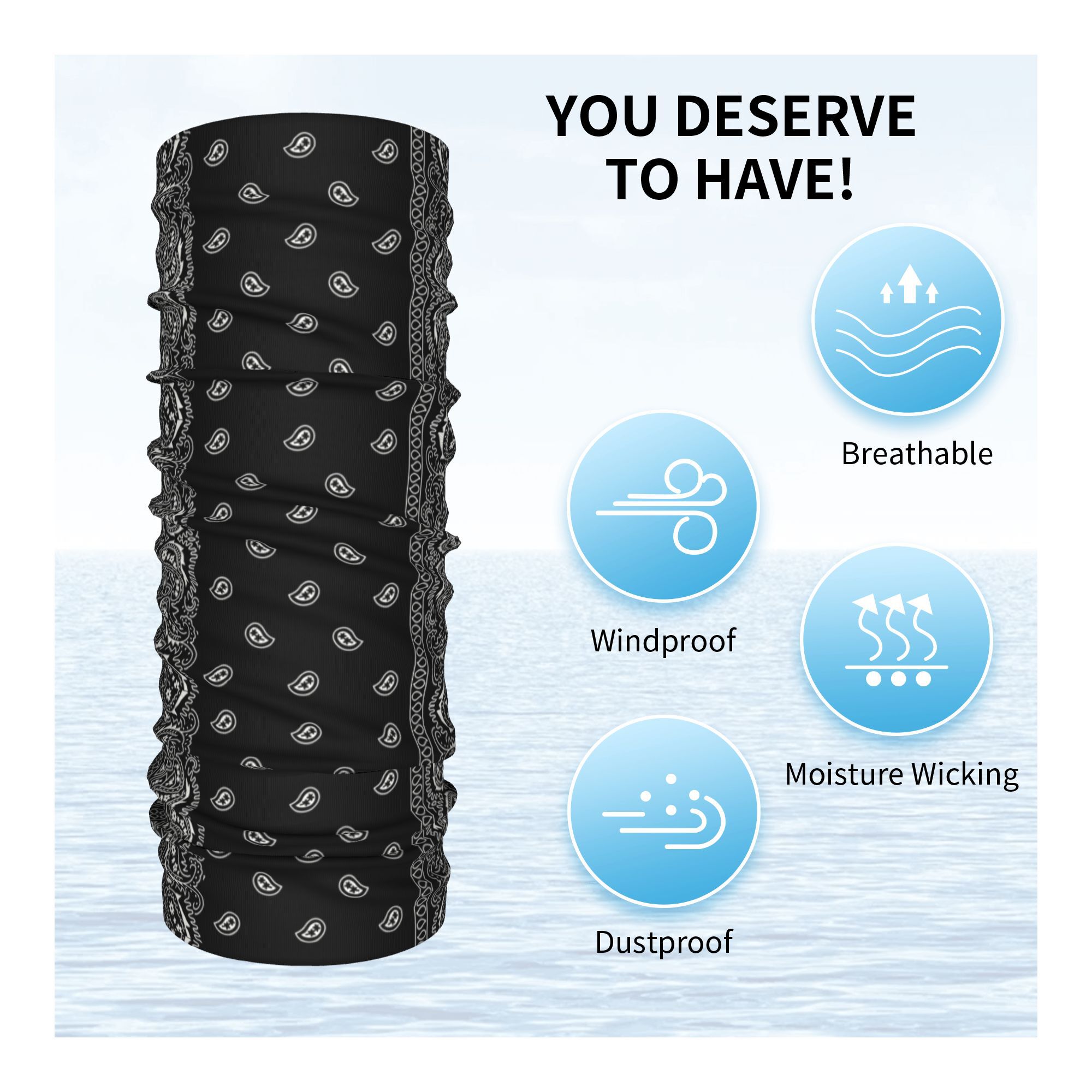 Custom Black And White Paisley - Bandana Blank White 评论和价格