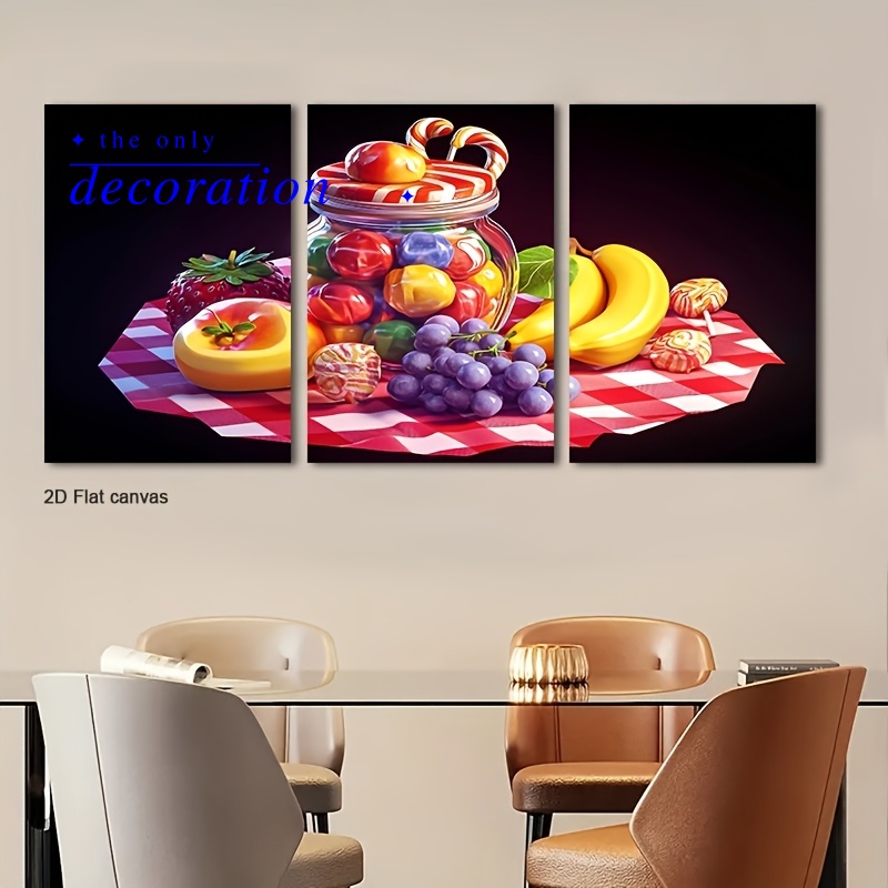 3pcs Framed Candy & Fruit Picn - Canvas Wrap Ready 评论和价格