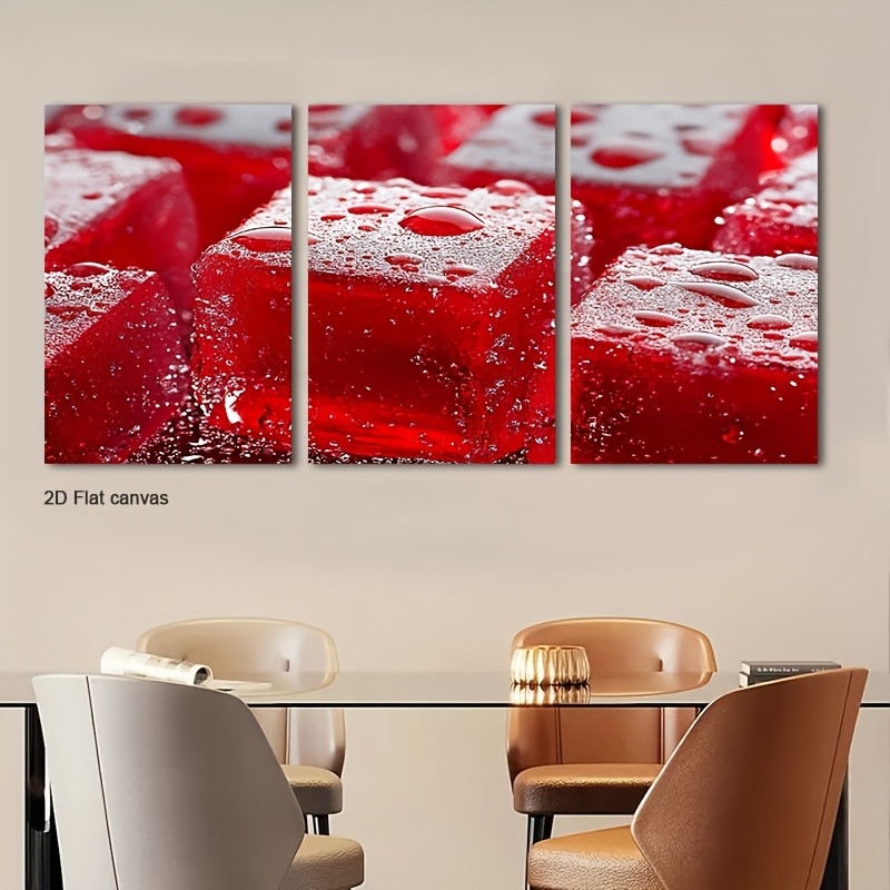 3pcs Framed Red Jelly Cube Wal - Canvas Wrap Ready 评论和价格